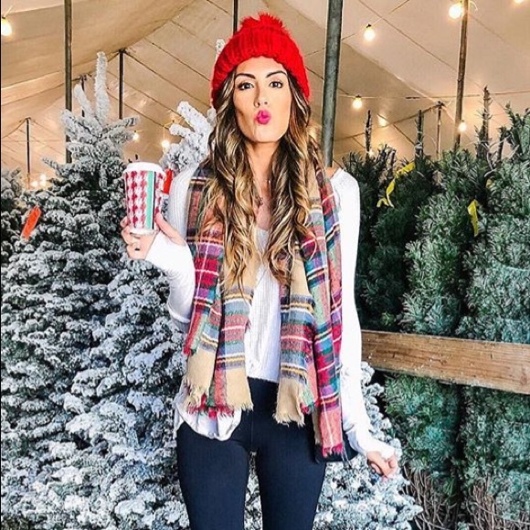 Accessories - ‘MOLLY’ Camel Tartan Plaid Blanket Scarf